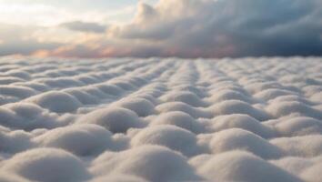 Closeup white mattress on the clouds on the sky with space for copy. photo