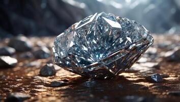 Futuristic Diamond Mine with Automated Drills and Robotic Gem Extraction. photo