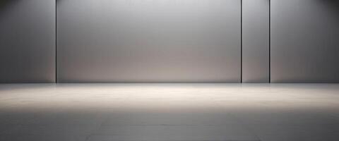 Light gray wall and smooth floor with interesting light reflections Background for the presentation. photo