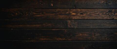 Old grunge rustic dark scratched wood texture background Text space, empty template. photo