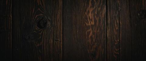 Old grunge rustic dark scratched wood texture background Text space, empty template. photo