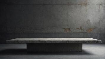 Stone table top and background of grey old concrete wall - can used for display or montage your products. photo