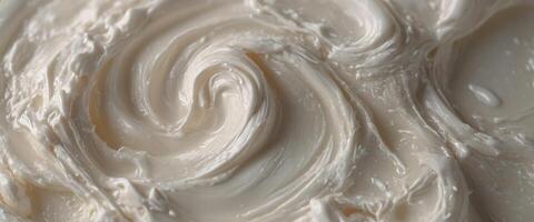 The white surface of the cream lotion softens the background , texture, top view, close up. photo
