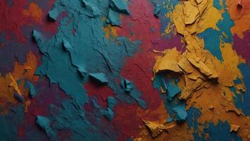 Abstract multicolored stucco texture background on canvas. photo