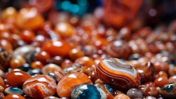 CloseUp Focus on Vibrant Striped Agate A Luxurious Display of Color and Texture. photo