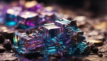 Iridescent Bismuth Extraction A Dazzling Display of Industrial Process. photo