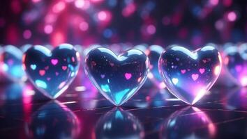 Holographic Hearts A Futuristic Minimal Design in a Pristine Virtual Space. photo