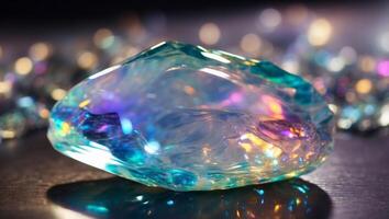 Iridescent Opal A Dazzling Display of Radiant Color and Light in CloseUp. photo