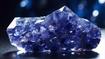 Raw Tanzanite Gemstone Crystalline Beauty in Double Exposure Silhouette. photo
