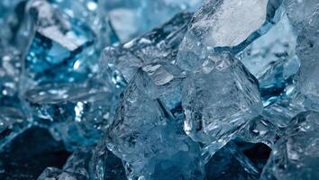 Texture of winter ice surface Blue natural ice background. photo