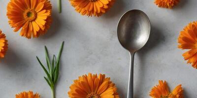 Vibrant orange calendula petals add a pop of color and a subtle floral note to the dish. photo