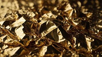 gold foil background with shiny crumpled surface for texture background. photo
