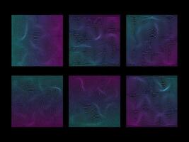 Set of glitched square of particles and lines vector
