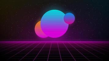 Synthwave cyberspace glowing gradient suns vector