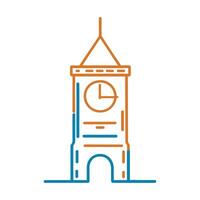 A flat illustration of clock tower colorful outline drawing for web design and app icons vector