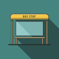 bus stop with bench and ads board on green background vector