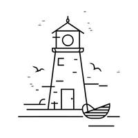 A flat illustration of lighthouse outline drawing for web design and app icons vector