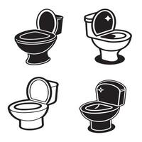 Four different toilet bowls in different positions vector