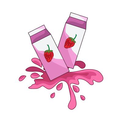 illustration of strawberry milk splash
