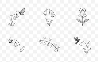 Print Elegant Bellflower Flower Line Art Set Perfect for Floral Design and Botanical Illustrations vector