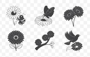 Print Gerbera Flower Line Art Set Beautiful Detailed Illustrations for Graphic Design Projects vector