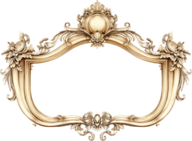 gold frame with floral design on transparent background png