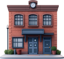 a cartoon building with a clock on the front png