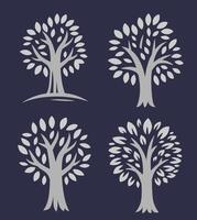 Tree logo template set on dark background. vector