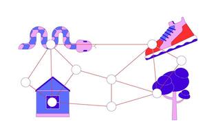 Multiple targets for eye tracking exercise 2D cartoon object. Virtual polygon. Logical combination isolated flat element white background. Behavior research method color spot illustration vector