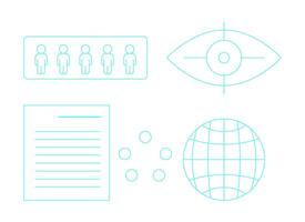 Globalization biometrics 2D cartoon objects set. Population citizens, planet wireframe isolated flat elements white background. Demographics monitoring color spot illustration collection vector