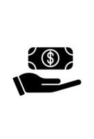 icon open hands and money for design vector