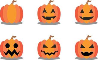 Set of Halloween pumpkin on a white background in different poses. vector