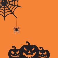 Halloween party banner invitation background with pumpkin, border and spiderweb. vector