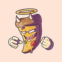 The Devil and Angel Pizza Slice. vector