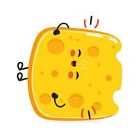 Cheese laughs character. hand drawn cartoon kawaii character illustration icon. Isolated on white background. Cheese character concept vector