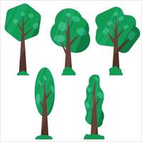 Collection of trees, simple flat trees in the roof, isolated trees on white background vector