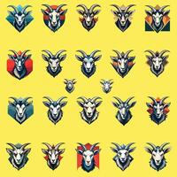 Goats head 2d flat logo and icon art illustration vector