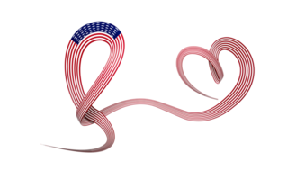 3d Flag Of USA Heart Shaped Shiny Wavy Awareness Ribbon flag 3d illustration png