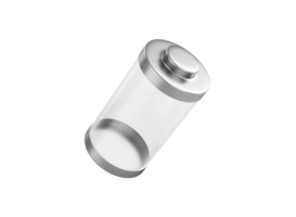 3d Abstract Transparent Empty Glass Battery With Metal Caps 3d Illustration png