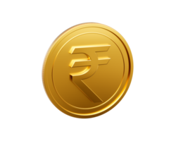 3d Golden Shiny Rounded Indian Rupee Coin 3d Illustration png