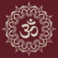 Om symbol with a decorative mandala background. Maintain the original color palette of the Om symbol vector