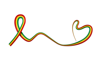 3d Flag Of Guinea Heart Shape Shiny Wavy Awareness Ribbon Flag 3d Illustration png