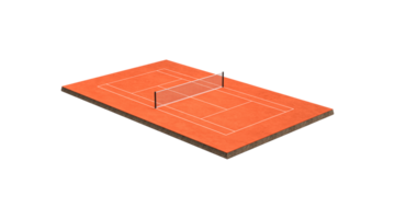 Orange Clay Tennis Court Field With Net And White Lines Marking Boundaries 3D Illustration png