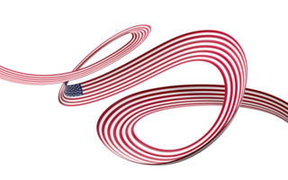 3d Flag Of United States Of America 3d Wavy Shiny USA Ribbon 3d illustration png