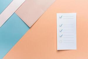 A well-organized feedback form rests against a blend of pastel colors, inviting insights and opinions from users. photo