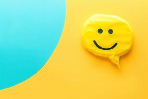 A vibrant chat window with a smiling face brings warmth to customer support interactions, inviting engagement and assistance. photo