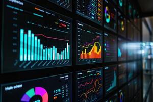 Colorful analytics displayed on a sleek dashboard showcase performance metrics and insights, engaging participants. photo
