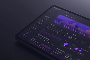A sleek dashboard displays dynamic analytics and performance indicators, showcasing a modern interface for enterprise resource planning. photo