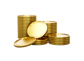 Stack Of Golden Shiny Rounded Coins 3d Illustration png