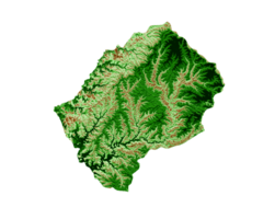 Lesotho Topographic Map 3d realistic map Color 3d illustration png